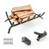 Luoieo Cast Iron Fireplace Grate 21 Inch Black Industrial Floor Mount-3
