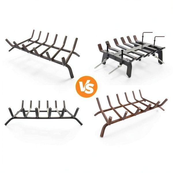 Luoieo Cast Iron Fireplace Grate 21 Inch Black Industrial Floor Mount-6