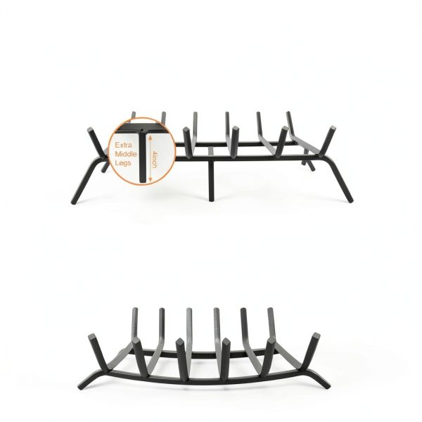 Luoieo Cast Iron Fireplace Grate 27 Inch Black Powder Coated-5