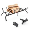 Luoieo Cast Iron Fireplace Grate 27 Inch Black Powder Coated-3