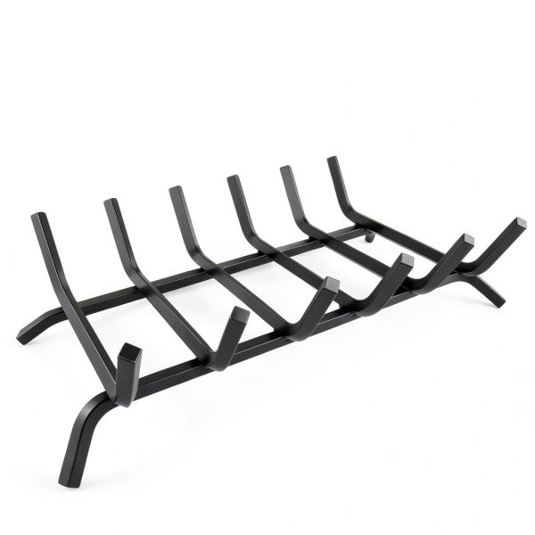 Luoieo Cast Iron Fireplace Grate 21 Inch Black Industrial Floor Mount-2