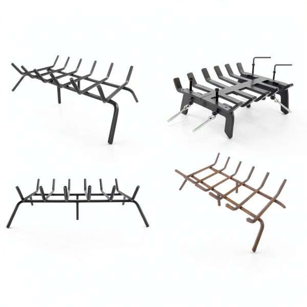 Luoieo Cast Iron Fireplace Grate 27 Inch Black Powder Coated-7