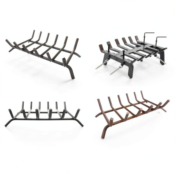 Luoieo Cast Iron Fireplace Grate 21 Inch Black Industrial Floor Mount-6