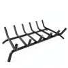 Luoieo Cast Iron Fireplace Grate 21 Inch Black Industrial Floor Mount-2