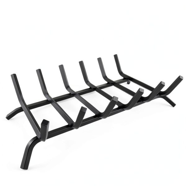 Luoieo Cast Iron Fireplace Grate 21 Inch Black Industrial Floor Mount-2