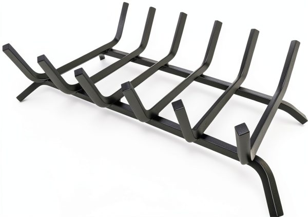 Luoieo Cast Iron Fireplace Grate 21 Inch Black Industrial Floor Mount-0