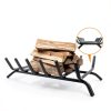 Luoieo Cast Iron Fireplace Grate 21 Inch Black Industrial Floor Mount-4