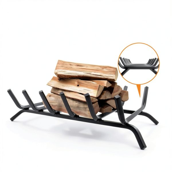 Luoieo Cast Iron Fireplace Grate 21 Inch Black Industrial Floor Mount-4