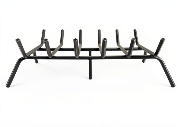 Luoieo Cast Iron Fireplace Grate 27 Inch Black Powder Coated-1