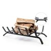 Luoieo Cast Iron Fireplace Grate 21 Inch Black Industrial Floor Mount-4