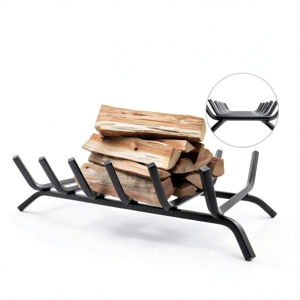 Luoieo Cast Iron Fireplace Grate 21 Inch Black Industrial Floor Mount-4