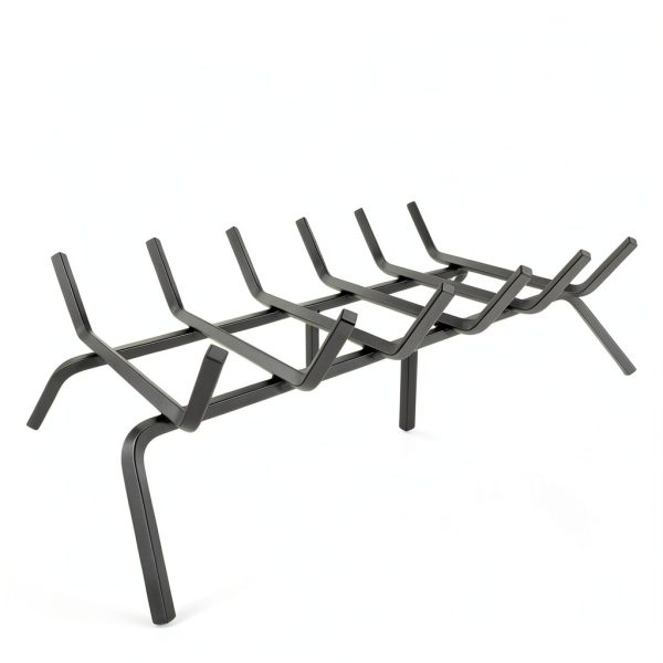Luoieo Cast Iron Fireplace Grate 27 Inch Black Powder Coated-2
