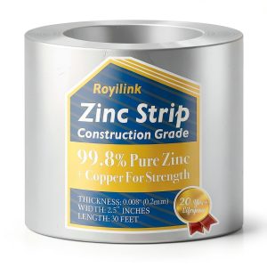 Royilink Zinc Roofing Strip 0.008in Thick Roll with Nails & Gloves-0