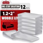 Flexible Plastic Shims 12pcs Kit Size Variety | Clear Leveling Kit for Home Improvement | Furniture Leg Stabilizers | Table & Toilet Shims - Trim-to-Fit Wedges | Stackable Design | Furniture Levelers-0