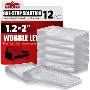 Flexible Plastic Shims 12pcs Kit Size Variety | Clear Leveling Kit for Home Improvement | Furniture Leg Stabilizers | Table & Toilet Shims - Trim-to-Fit Wedges | Stackable Design | Furniture Levelers-0