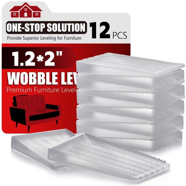 Flexible Plastic Shims 12pcs Kit Size Variety | Clear Leveling Kit for Home Improvement | Furniture Leg Stabilizers | Table & Toilet Shims - Trim-to-Fit Wedges | Stackable Design | Furniture Levelers-0